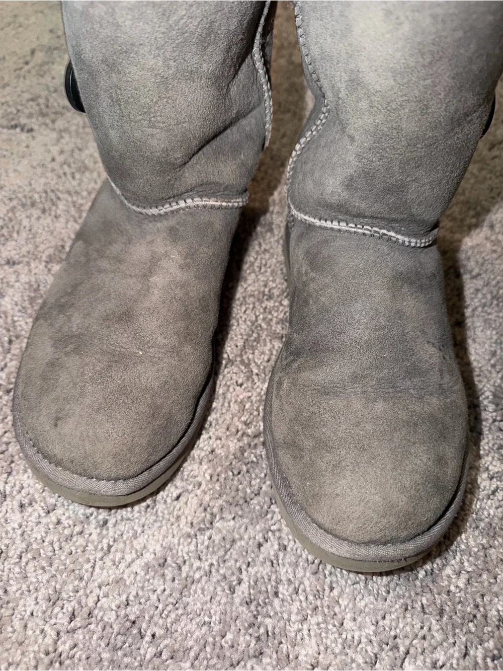 UGG Australia Bailey Button Triplet II Tall Boots Grey Suede Size 7